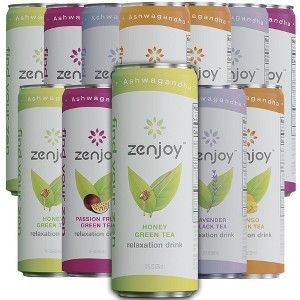 Zenjoy Variety 12 Pack - Calming Drink with Ashwagandha & Lemon Balm - Non-Alcoholic Beverage Infused with L-Theanine for Enhanced Focus - 12oz Cans - 1 of 4