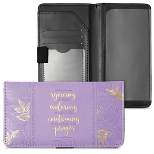 Christian Women's Checkbook Cover for Business Checks with Pen Holder, Gold Foil Scripture, Bible Verse Romans 12:12 (Lilac)