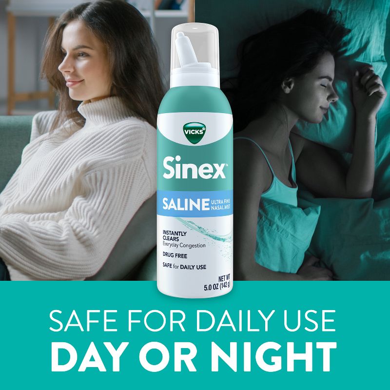 Vicks Sinex Saline Nasal Spray Ultra Fine Mist - 5oz, 4 of 16