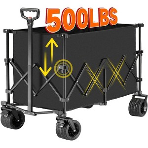 MaseiKar Collapsible Foldable Extended Height Wagon with 500lbs Weight Capacity, Folding Utility Garden Cart with Big All-Terrain Beach Wheels - 1 of 4