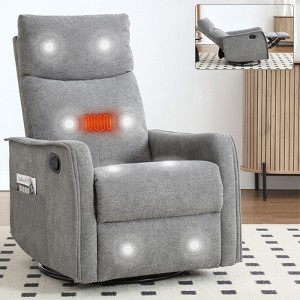 PAGED Modern Swivel Recliner Chair, Heating Massage Chair with Side Pocket, Accent Chair for Bedroom, Living Room Furniture - 1 of 4