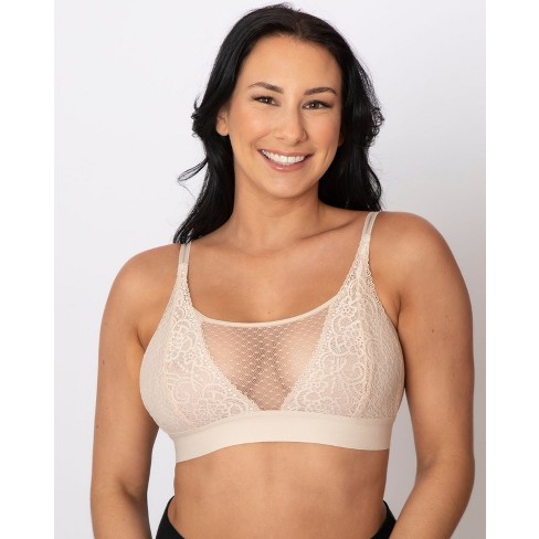 AnaOno Women's Maggie Sexy Post-Mastectomy Lace Bralette Champagne - Large