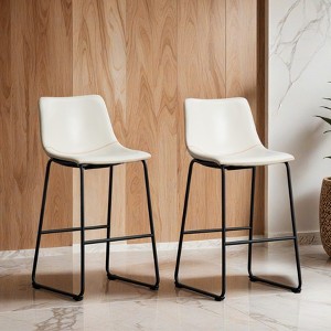 Lotusville Vintage PU Leather Barstools, Set of 2- Leovsnove - 1 of 4