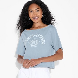 Women's Short Sleeve Off the Shoulder Boxy T-Shirt - Wild Fable™ - 1 of 4