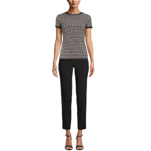 Anne Klein Womens Whtdevonshire Combo Basic T-Shirt, Black, XX-Small - 1 of 1