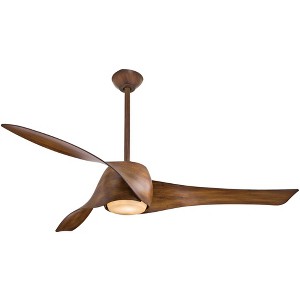 58" Minka Aire Modern Indoor Ceiling Fan with LED Light Remote Control Distressed Koa Opal for Living Room Kitchen Bedroom Family - 1 of 4