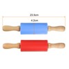 Unique Bargains Silicone Smooth Non-Stick Wooden Handle Kitchen Rolling Pin 2 Pcs - 2 of 4