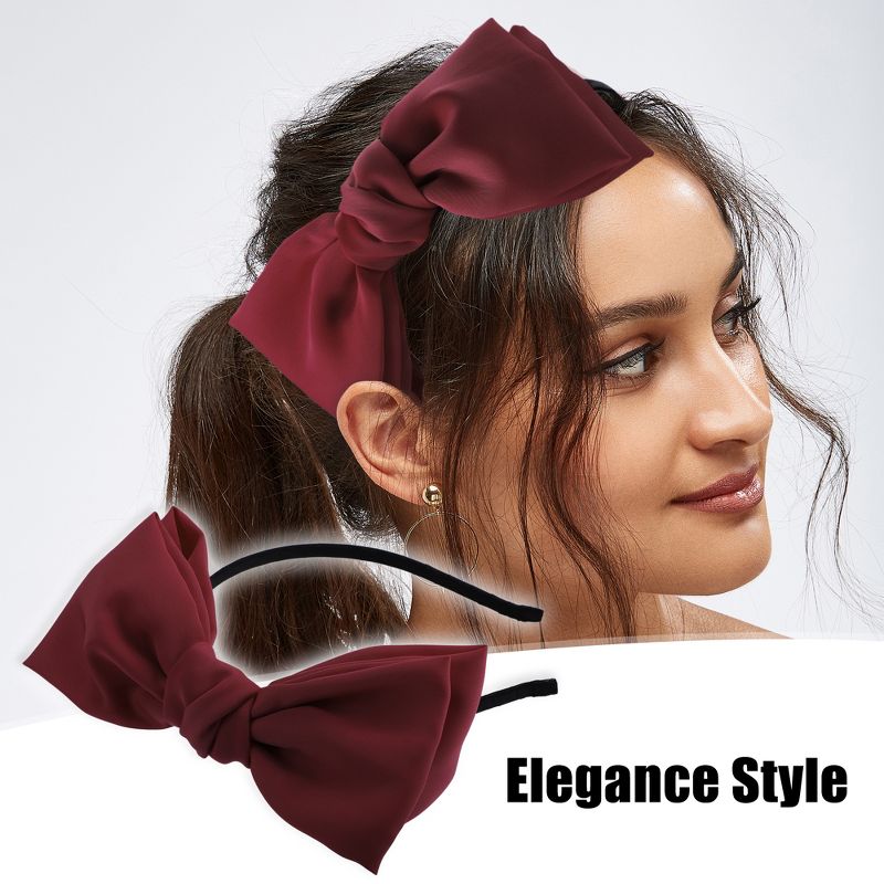Unique Bargains Women's Fashion Satin Bow Knot Headband 0.31 Inch Wide 1 Pc, 2 of 7