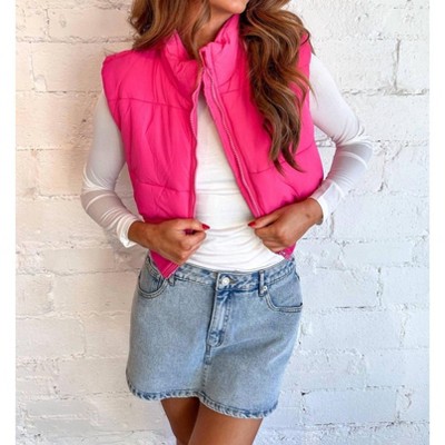Women's Keeping Cozy Mini Puffer Vest - Buttermelon