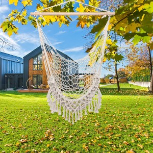 Hammock Chair Hanging Rope Swing Max 500 Lbs Indoor Outdoor Hammock Swing Chair, Boho Hanging Chair Bedroom Patio - 1 of 4