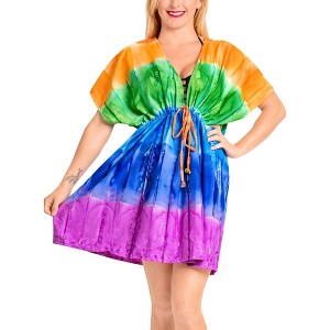 HAPPY BAY Women's Beachwear Summer Swim Beach Dress Cover Ups for Swimwear Women Short Flowy Swimsuit Coverups for Women Tops XL-XXL Multicolor Tie - 1 of 4