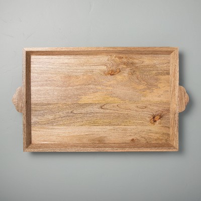 16x24 Rectangular Wood Serving Tray with Metal Handles Brown/Copper -  Hearth & Hand™ with Magnolia