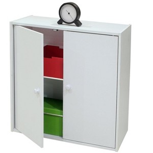 Kings Brand Furniture 2 Door Storage Organizer Bookcase, White - 1 of 3