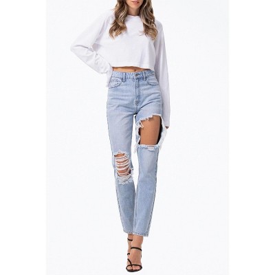 Women's HIGH-RISE DISTRESSED TAPERED JEANS - Jelly Jeans