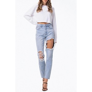 Women's HIGH-RISE DISTRESSED TAPERED JEANS - Jelly Jeans - 1 of 3