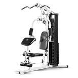 Marcy Dual Functioning Upper Lower Body Fitness Workout 150 Pound Stack Home Gym System with Adjustable Preacher Curler Pad and Overhead Lat Station