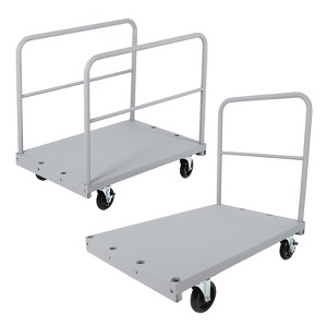 Steel Panel Truck, 2200 LBS Capacity Lumber Cart & Drywall Dolly Cart, 36 x 24 Inch Flatbed Platform Truck with Removable Side Handrails - 1 of 4