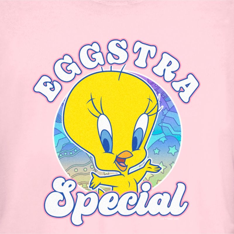 Juniors Womens Looney Tunes Easter Eggstar Special Tweety T-Shirt, 2 of 5