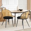 Bekrvio Mid-Century Modern Rattan Dining Chairs Set of 2/4,PU leather/Boucle Upholstered Kitchen Chairs with Cane Back and Metal Leqs for Dining Room - 3 of 4