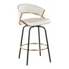 Fixed-Height 360° Swivel Counter Stools with Upholstered Seats and Metal Frame (Set of 2) for Kitchen or Bar Area - 2 of 4