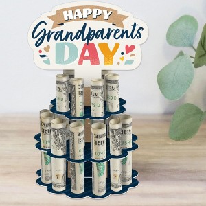 Big Dot of Happiness Happy Grandparents Day - DIY Grandma & Grandpa Party Money Holder Gift - Cash Cake - 1 of 4