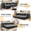 Whisen Velvet 3-in-1 King Size Pull-Out Sofa Bed & Convertible Sleeper Sofa with Movable Ottoman, Tufted Design - 4 of 4