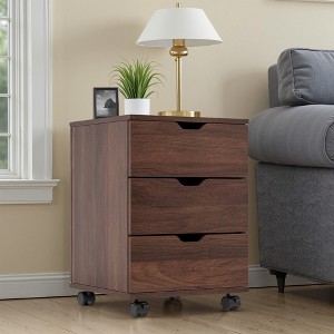 MAYEERTY 3-Drawer Vertical Wood Filing Cabinet with Casters for Home Office, Brown, Non-Assembled - 1 of 4