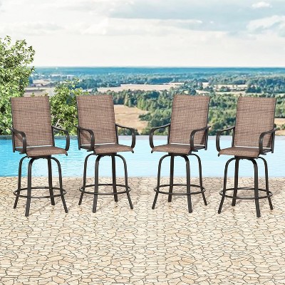 VisioGear Patio Counter and Bar Stools, 4 Pieces Bar Stools, Height Top Patio Barstools 360° Swivel, Brown, 25.2"*25.2"*48.6"