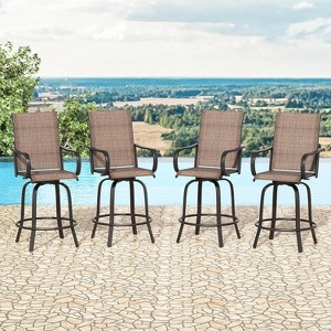 VisioGear Patio Counter and Bar Stools, 4 Pieces Bar Stools, Height Top Patio Barstools 360° Swivel, Brown, 25.2"*25.2"*48.6" - 1 of 4