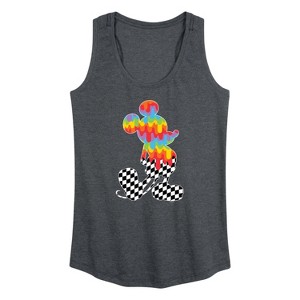 Women's - Disney - Mickey Silhouette Drip Checker Graphic Racerback Tank - 1 of 4