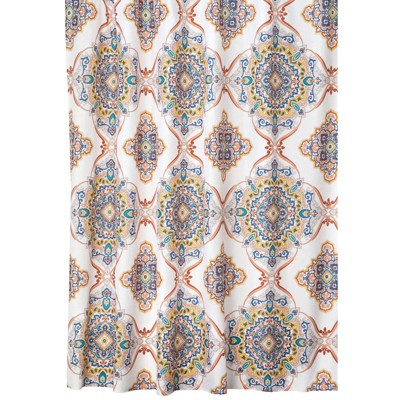 mDesign Vintage Damask Print, Easy Care Fabric Shower Curtain, 72 x 72"