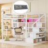 Sapphtopaz Full Size Loft Bed with Desk&Charge Station,Metal LED Loft Bed Frame with Stairs&Guardrail,Space-Saving Kids Bed for Teens & Kids - 3 of 4