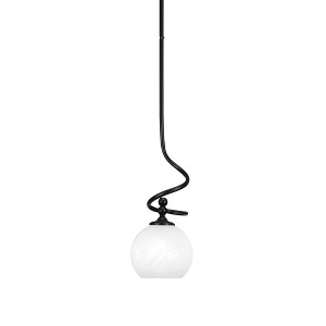 Toltec Lighting Capri 1 - Light Pendant in  Matte Black with 5.75" White Marble Shade - 1 of 2