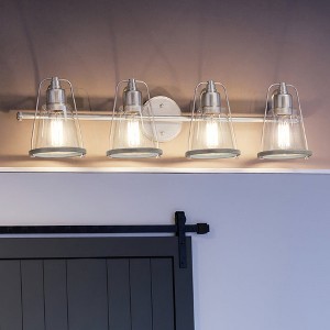 Urban Ambiance Luxury Coastal Bath Light 8.25''H x 33''W,  Brushed Nickel Finish,  Kempsey Collection, UHP4073 - 1 of 4