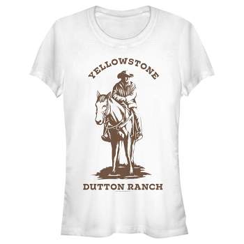 Juniors Womens Yellowstone Brown John Dutton Riding Horse T-Shirt