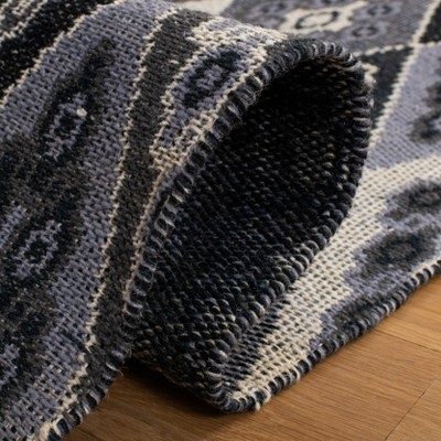 Handmade Black and Grey Wool 4' x 6' Flat Woven Area Rug