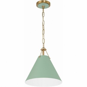 Crystorama Lighting Xavier 1 - Light Pendant in  Vibrant Gold/Green - 1 of 2