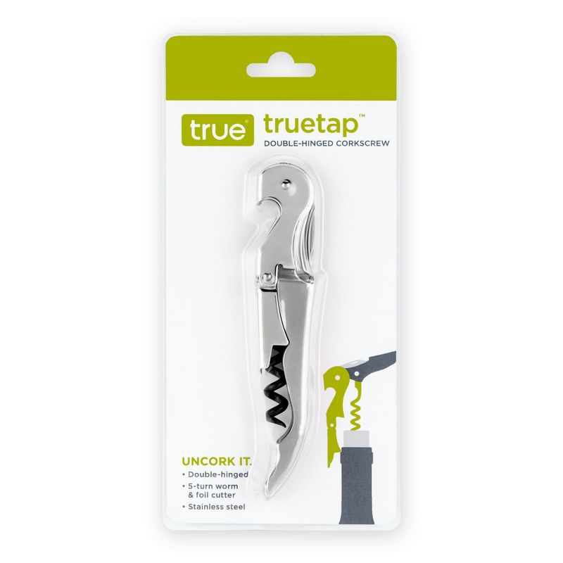 True TrueTap Double Hinged Waiter’s Corkscrew, Stainless Steel Wine Key Bottle Opener with Foil Cutter, 5 of 6