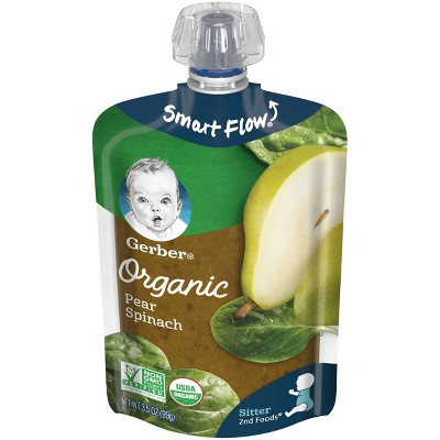 Gerber Organic 2nd Foods Pear & Spinach Baby Food Pouch - 3.5oz