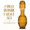 Elle Decor Bedside Water Carafe with Tumbler, 33-Ounce Pitcher and Matching Drinking Glass, Use Cup as a Lid for Carafe, Amber - 2 of 4