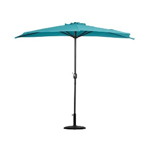 Westintrends 9Ft Half Round Umbrella with Half Resin Base Included for Outdoor Patio Window Shade Wall Balcony - 1 of 3