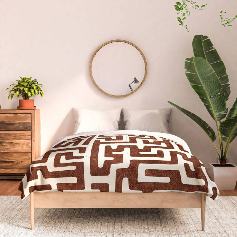  Maze In Brandywine Polyester Comforter & Sham Set Orange/Beige - Deny Designs, 3 of 7