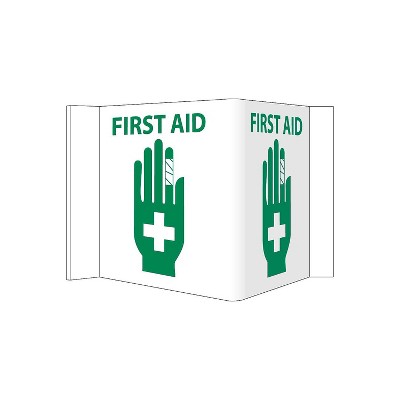 National Marker Notice Sign; Visi First Aid White 5 3/4X8 3/4 .125 PVC Plastic VS21W
