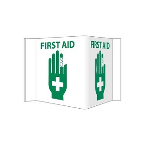 National Marker Notice Sign; Visi First Aid White 5 3/4X8 3/4 .125 PVC Plastic VS21W - 1 of 1