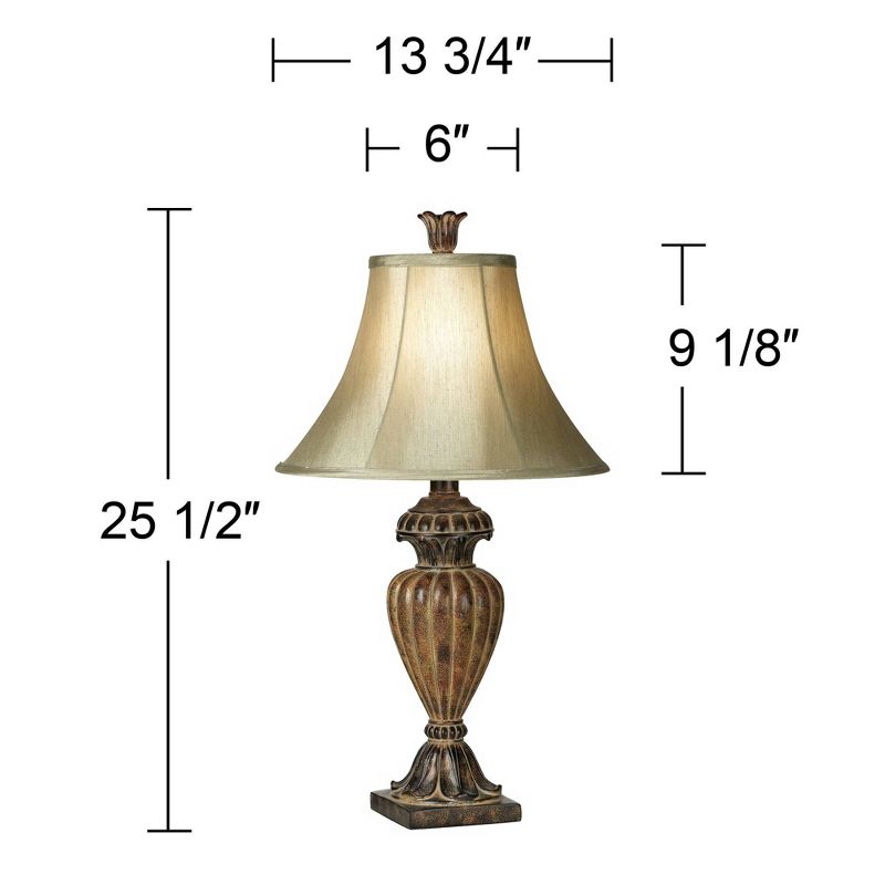 Regency Hill Traditional Table Lamp Urn 25.5" High Two Tone Bronze Off White Bell Shade for Living Room Family Bedroom Bedside Nightstand, 4 of 8