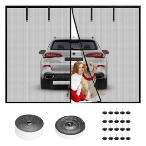 NewHome"8x7FT Magnetic Garage Door Screen for Single-Car Garages with Fiberglass Mesh & 4 Buckle Straps"Black - 1 of 4