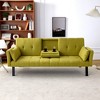 TUYOHW 70'' Foldable Sofa Bed with Cup Holder & Side Storage,Cotton Linen Sofa Bed for Small Spaces - 2 of 4