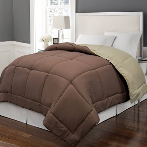 King Reversible Microfiber Down Alternative Comforter Brown/Khaki - Blue Ridge Home Fashions, Brown/Green