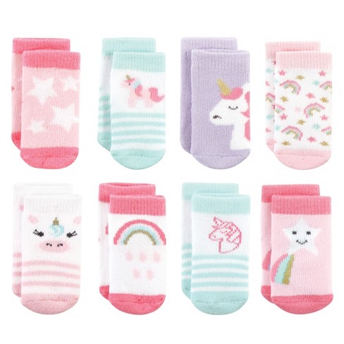 Hudson Baby Infant Girl Cotton Rich Newborn And Terry Socks, Unicorn 8 ...