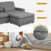 Vipbear Sectional Couch With Armrests, Modular Deep Seat Sofa With Ottoman, 89" Modern Corduroy Couches For Living Room, Apartment, Office, Gray/Beige - 4 of 4